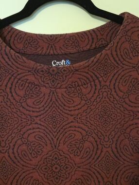 croft & barrow Women's Rust Brown Patterned Crewneck Sweater